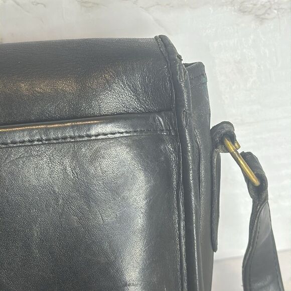 Coach Vintage 90's Black Cowhide Leather Shoulder Purse Front Flap Turnlock - Picture 6 of 14